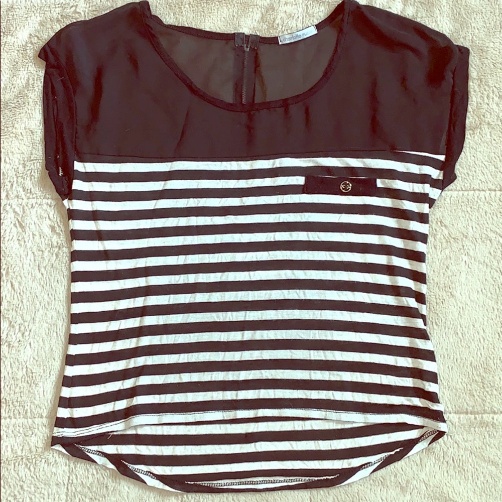 Charlotte Russe striped and sheer blouse